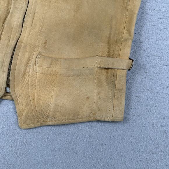 Vintage 40s Briar Club Suede Vest Small Brown Leather Talon Zip Hunting Workwear - Picture 4 of 16